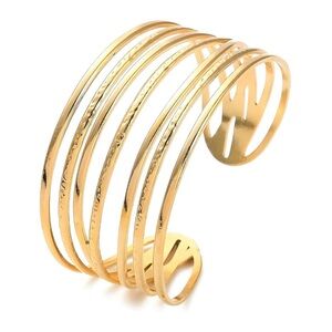 BRACELET, 18K GOLD PLATED STEEL WIDE CUFF